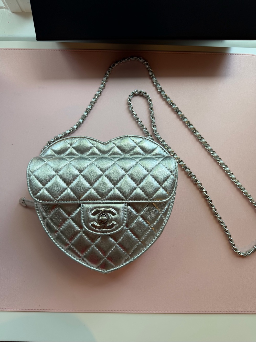 CHANEL Silver Large Heart Bag